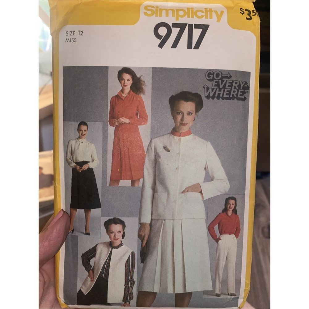Simplicity 9717 Vintage 1980s Blouse Skirt Pants Jacket Vest Pattern Size 12 Cut